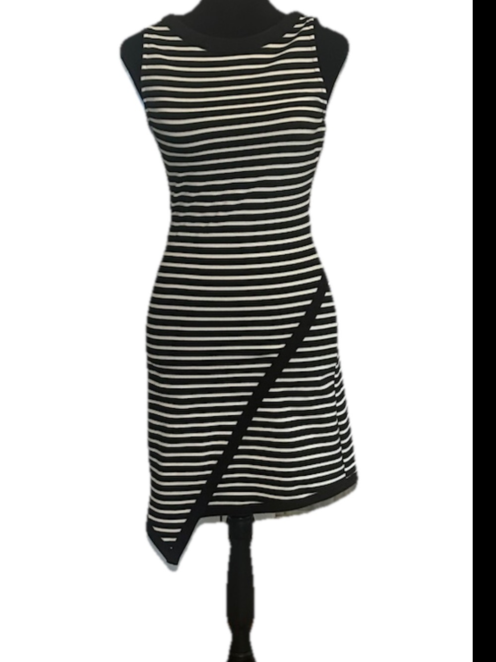 Jack Black White Striped Sleeveless Round Neck Short Dress XS Regular